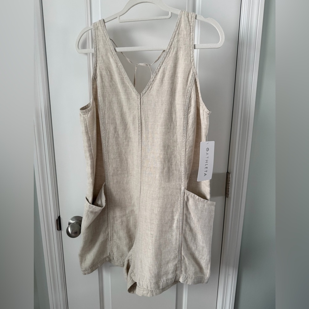 Athleta retreat linen romper undyed medium NWT